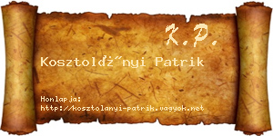 Kosztolányi Patrik névjegykártya